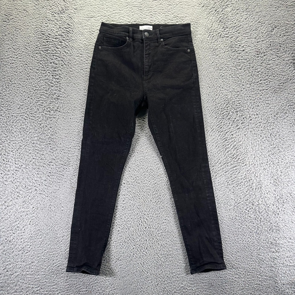 Loft‎ Jeans Womens 6 Black Cotton Denim Skinny Workwear Travel Dark Wash Stretch